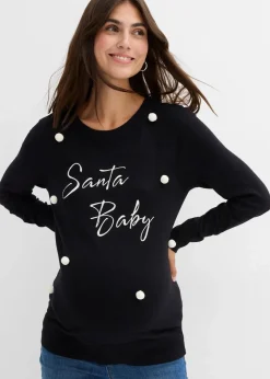 bonprix Bekleidung·Blazer|Umstandsmode^weihnachtlicher Umstandspullover aus Bio-Baumwolle schwarz/wollweiß
