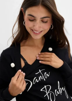 bonprix Bekleidung·Blazer|Umstandsmode^weihnachtlicher Umstandspullover aus Bio-Baumwolle schwarz/wollweiß