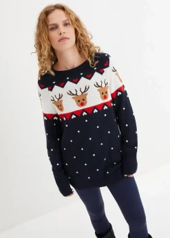 bonprix Bekleidung·Umstandsmode|Bekleidung·Jeans^Weihnachtspullover dunkelblau