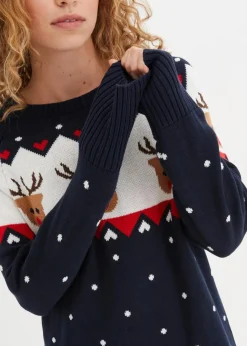 bonprix Bekleidung·Umstandsmode|Bekleidung·Jeans^Weihnachtspullover dunkelblau