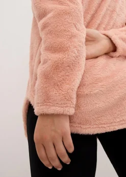 bonprix Wäsche·Homewear|Bekleidung·Strickmode^Weit geschnittener Loungewear Kuschel-Fleece Longpullover vintagerosa