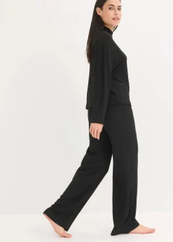 bonprix Homewear|Nachtwäsche^Weit geschnittener Loungewear Hausanzug aus weicher Rippe schwarz