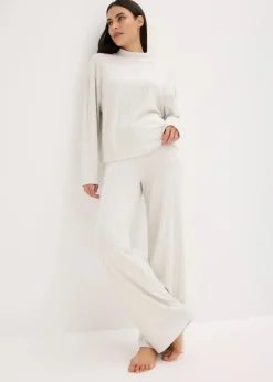 bonprix Wäsche·Homewear|Wäsche·Nachtwäsche^Weit geschnittener Loungewear Hausanzug aus weicher Rippe naturmeliert