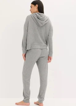 bonprix Wäsche·Homewear|Wäsche·Nachtwäsche^Weit geschnittener Loungewear Hausanzug aus weicher Rippe grau meliert