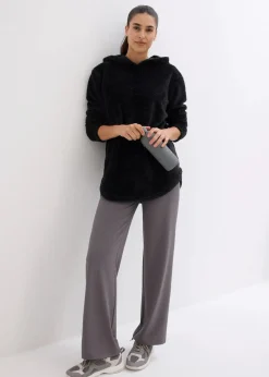 bonprix Homewear|Sportwäsche^Weit geschnittener Loungewear Kuschel-Fleece Longpullover schwarz