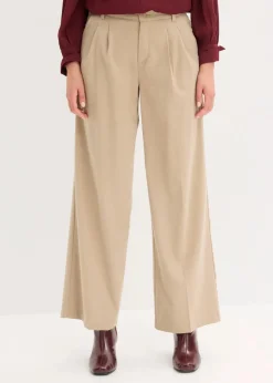 bonprix Hosen|Bekleidung·Kleider^Weite Bundfaltenhose camel meliert