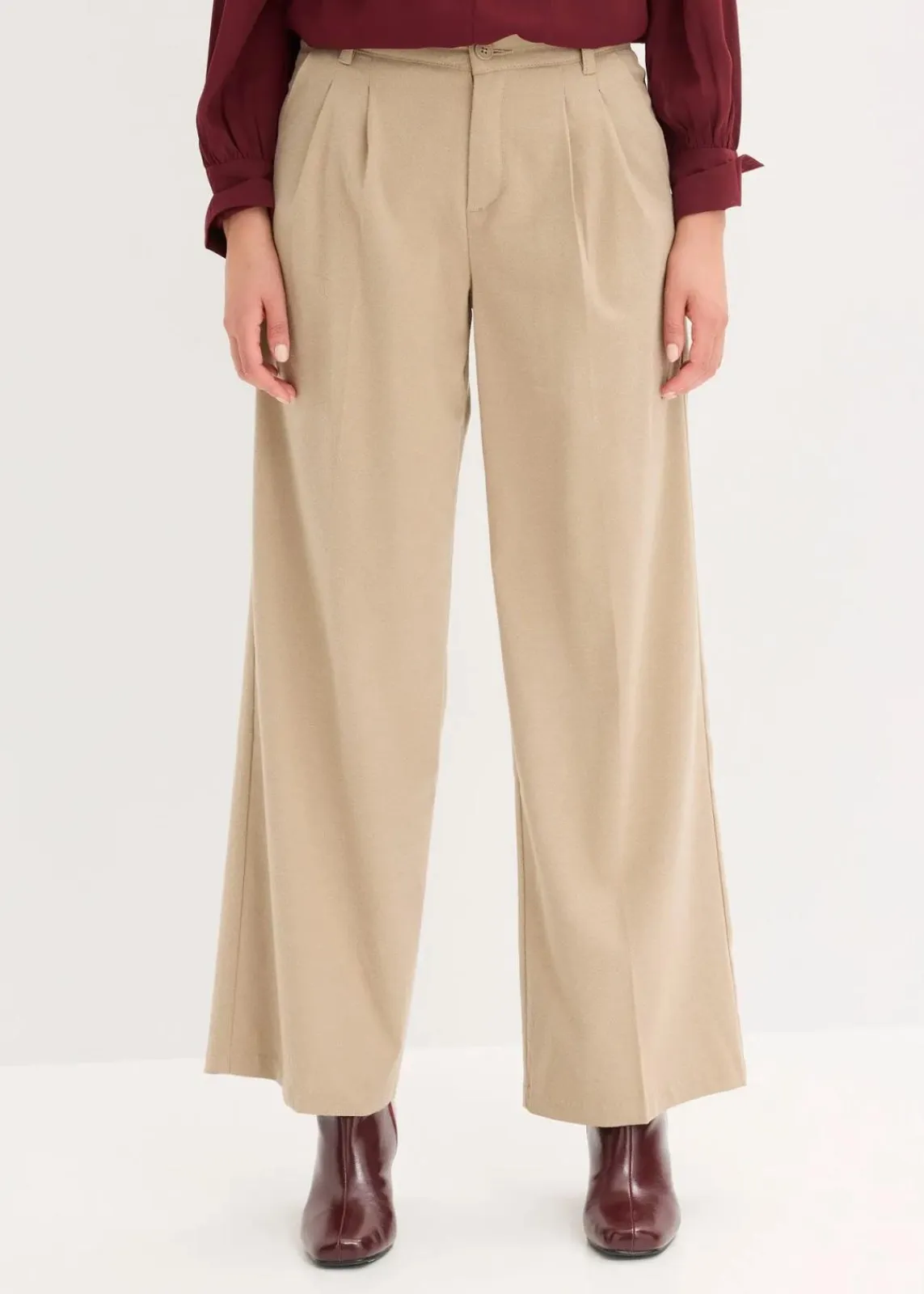 bonprix Hosen|Bekleidung·Kleider^Weite Bundfaltenhose camel meliert