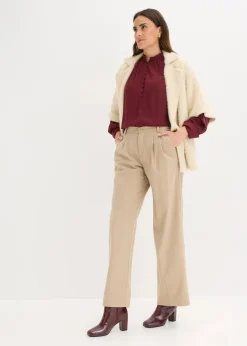 bonprix Hosen|Bekleidung·Kleider^Weite Bundfaltenhose camel meliert