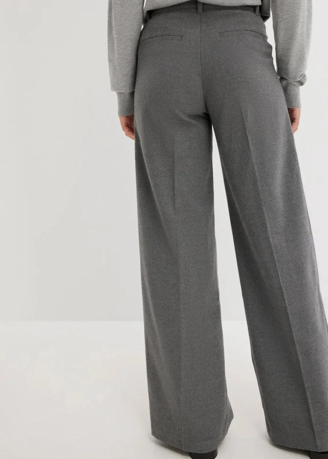 bonprix Bekleidung·Kleider|Hosen^Weite Bundfaltenhose grau meliert