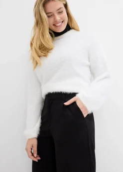 bonprix Bekleidung·Kleider^Weite Bundfaltenhose aus Viskosemix schwarz
