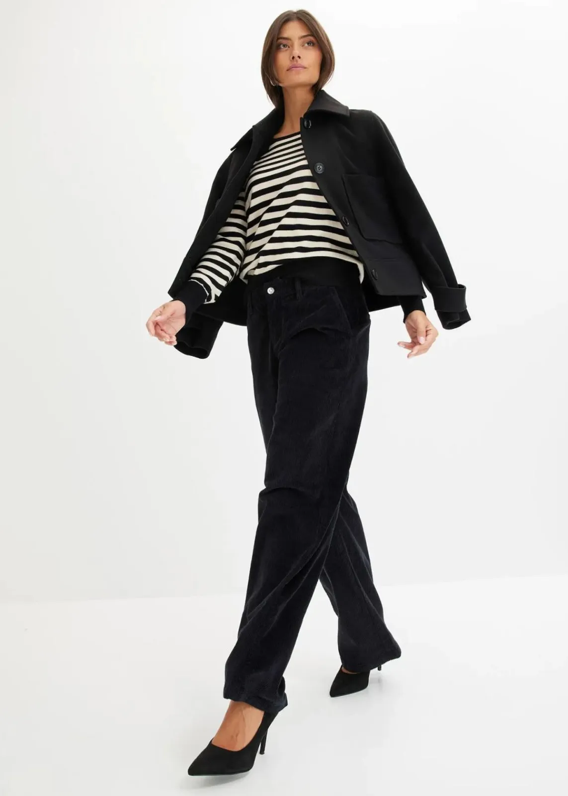 bonprix Hosen|Bekleidung·Kleider^Weite Cordhose schwarz
