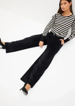 bonprix Hosen|Bekleidung·Kleider^Weite Cordhose schwarz