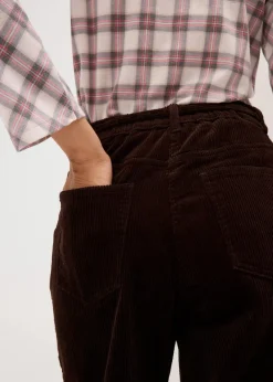 bonprix Bekleidung·Kleider|Hosen^Weite Cordhose mit Bindegürtel dunkelbraun