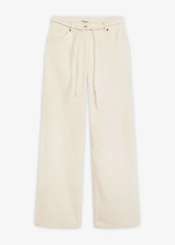 bonprix Hosen|Bekleidung·Kleider^Weite Cordhose mit Bindegürtel perlweiß