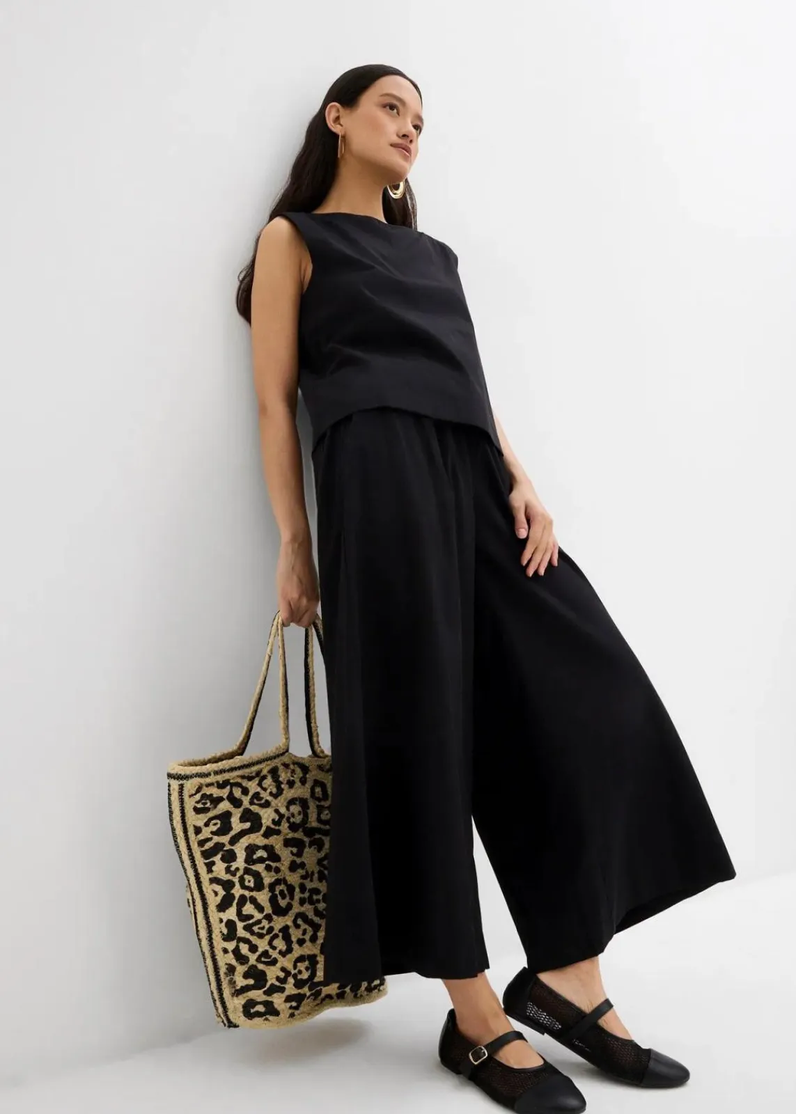 bonprix Hosen|Zweiteiler & Sets^Weite Culotte aus reiner Baumwolle schwarz