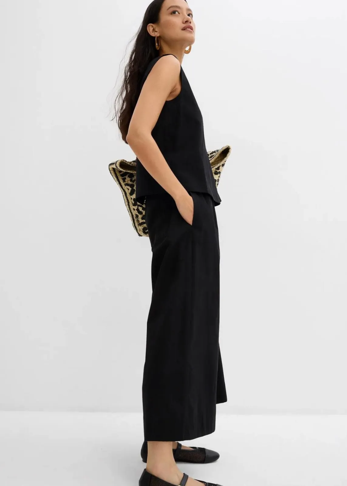 bonprix Hosen|Zweiteiler & Sets^Weite Culotte aus reiner Baumwolle schwarz