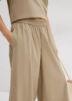 bonprix Bekleidung·Kleider|Zweiteiler & Sets^Weite Culotte aus reiner Baumwolle new khaki