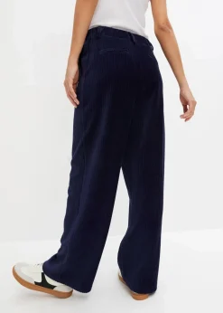 bonprix Bekleidung·Kleider|Hosen^Weite Hose aus Ripp-Samt dunkelblau