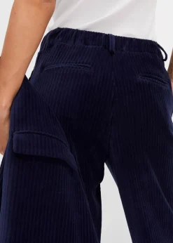 bonprix Bekleidung·Kleider|Hosen^Weite Hose aus Ripp-Samt dunkelblau