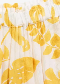 bonprix Bekleidung·Kleider|Hosen^Weite Hose aus strukturierter Viskose weiß/lemoncurry floral