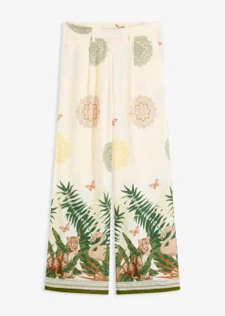 bonprix Bekleidung·Kleider|Hosen^Weite Hose aus Viskose mit Bordürenprint cremeweiß bedruckt