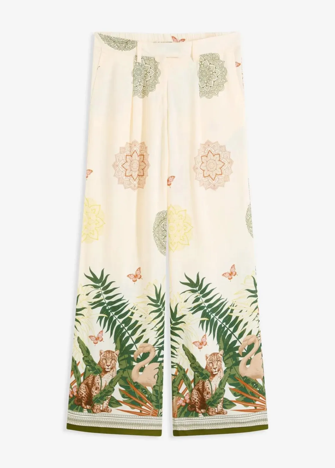 bonprix Bekleidung·Kleider|Hosen^Weite Hose aus Viskose mit Bordürenprint cremeweiß bedruckt