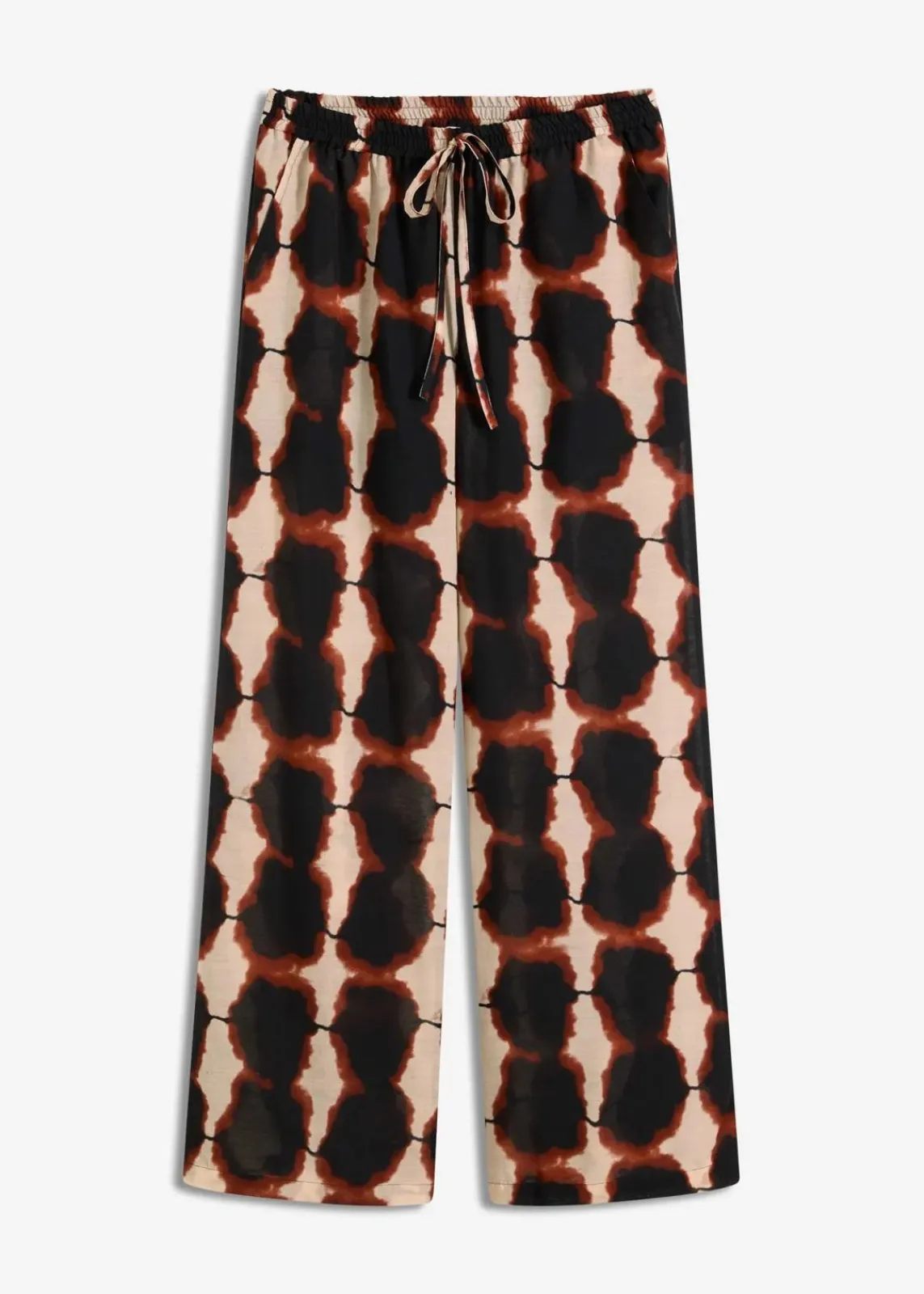 bonprix Bekleidung·Kleider|Zweiteiler & Sets^weite Hose mit Batik-Print schwarz/beige bedruckt