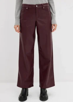 bonprix Bekleidung·Kleider|Hosen^Weite Lederimitat-Hose weinrot