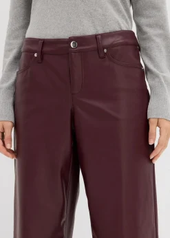 bonprix Bekleidung·Kleider|Hosen^Weite Lederimitat-Hose weinrot