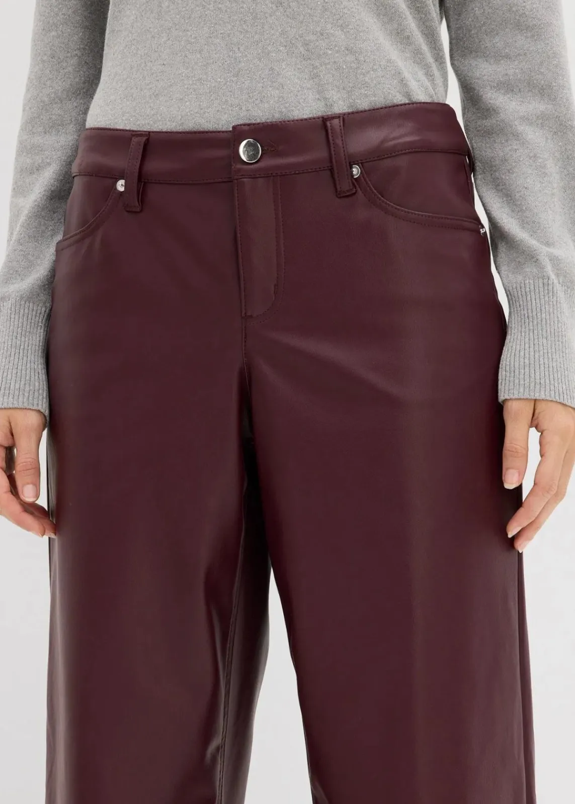 bonprix Bekleidung·Kleider|Hosen^Weite Lederimitat-Hose weinrot