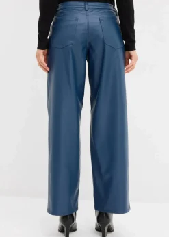 bonprix Nachhaltigere Materialien|Hosen^Weite Lederimitat-Hose tiefblau