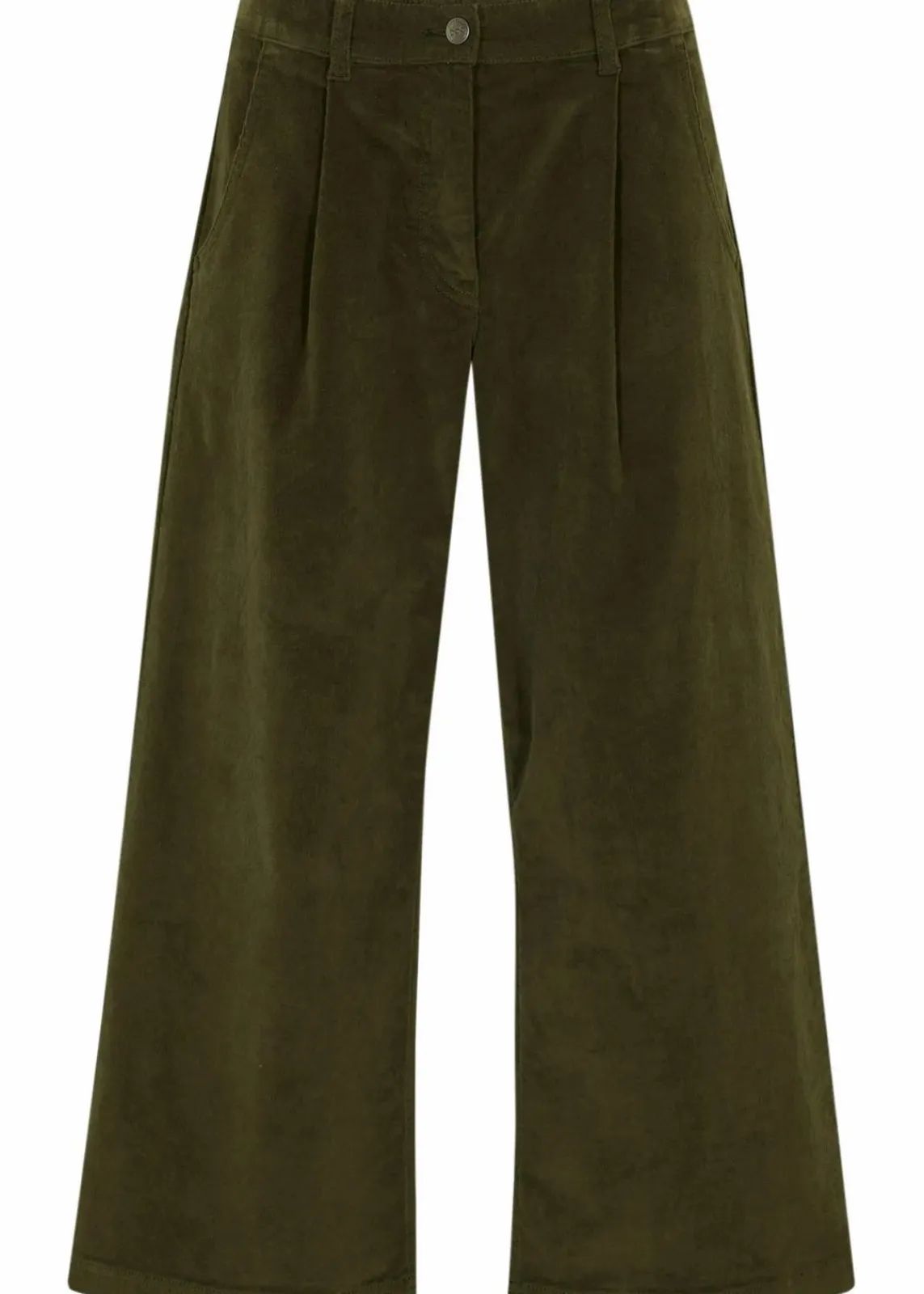 bonprix Bekleidung·Kleider|Hosen^Weite Stretchcord-Culotte mit High-Waist-Bequembund, 7/8-Länge dunkeloliv
