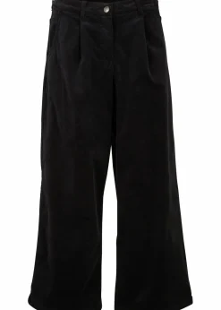 bonprix Hosen|Bekleidung·Kleider^Weite Stretchcord-Culotte mit High-Waist-Bequembund, 7/8-Länge schwarz