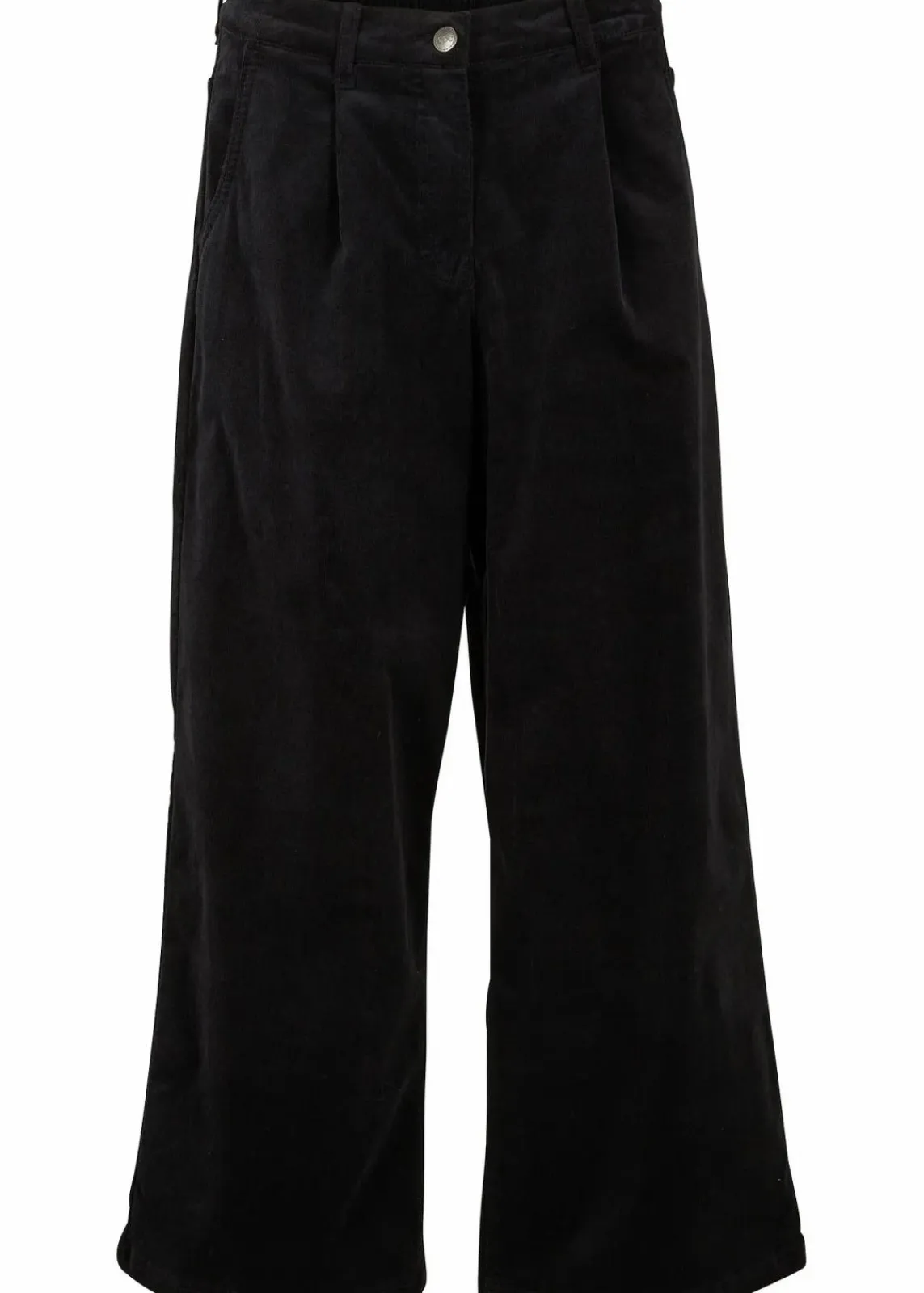 bonprix Hosen|Bekleidung·Kleider^Weite Stretchcord-Culotte mit High-Waist-Bequembund, 7/8-Länge schwarz