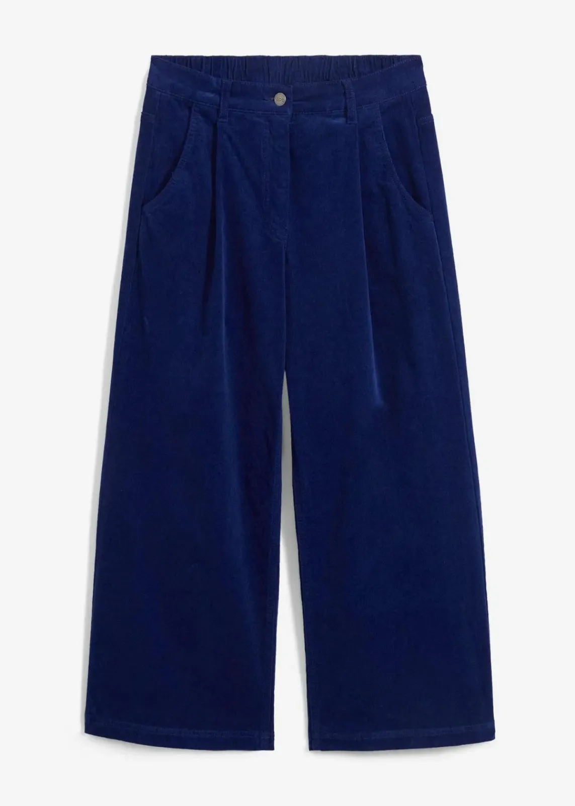 bonprix Hosen|Bekleidung·Kleider^Weite Stretchcord-Culotte mit High-Waist-Bequembund, 7/8-Länge mitternachtsblau