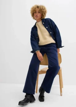 bonprix Hosen|Bekleidung·Kleider^Weite Stretch-Cordhose, High-Waist dunkelblau