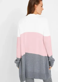 bonprix Bekleidung·Umstandsmode|Bekleidung·Jeans^Weite Strickjacke, Langarm wollweiß/grau meliert/zartrosa quer gestreift