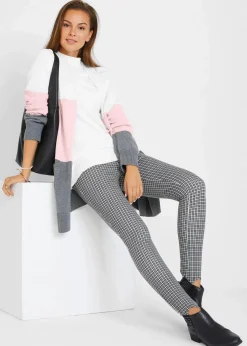 bonprix Bekleidung·Umstandsmode|Bekleidung·Jeans^Weite Strickjacke, Langarm wollweiß/grau meliert/zartrosa quer gestreift