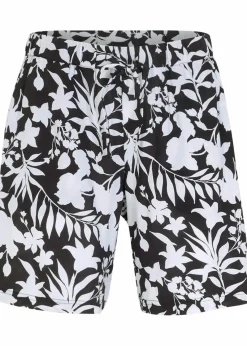 bonprix Bekleidung·Outdoorbekleidung|Bekleidung·Kleider^Weite Viskose Shorts mit High-Waist-Bequembund schwarz/weiß floral