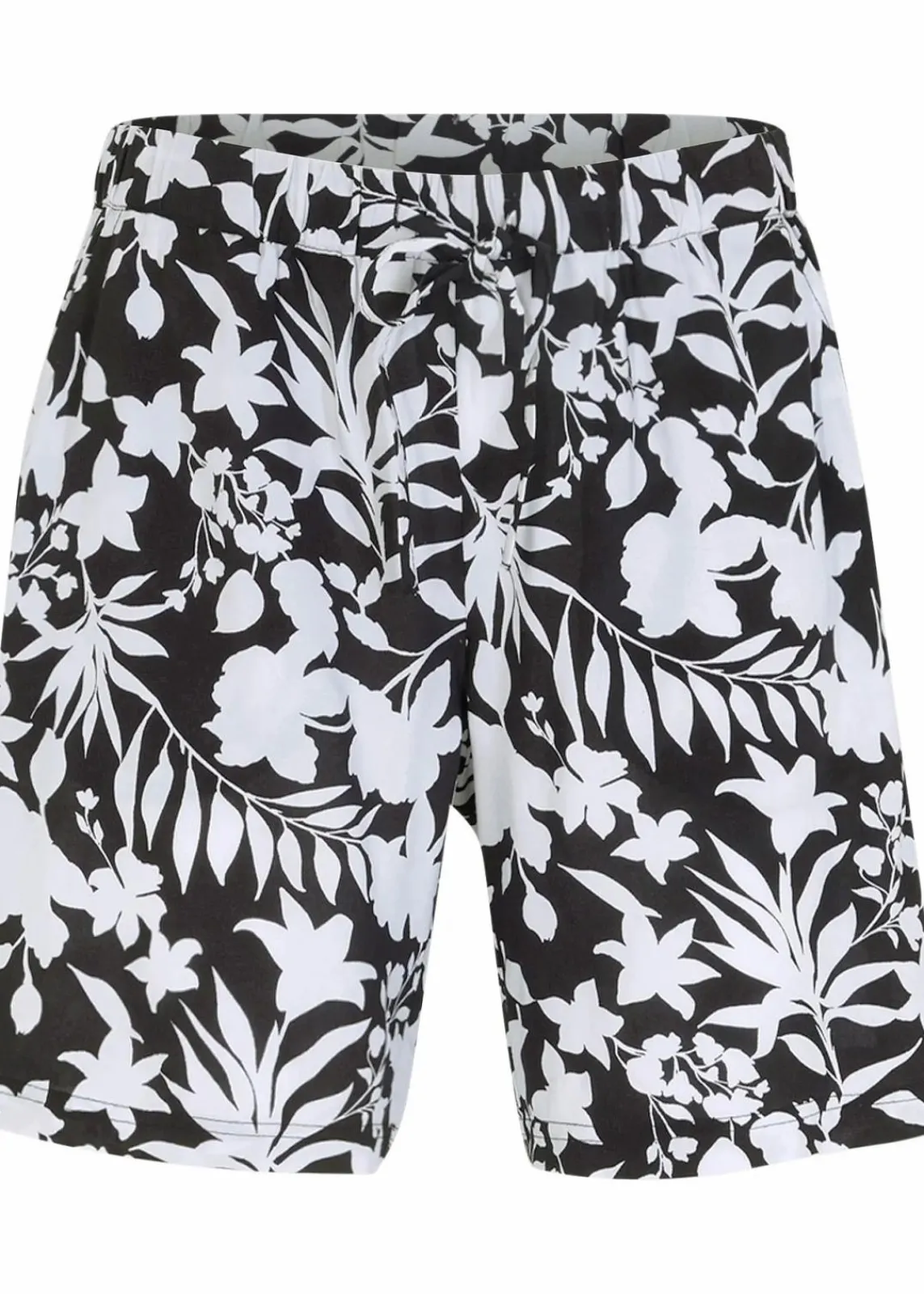 bonprix Bekleidung·Outdoorbekleidung|Bekleidung·Kleider^Weite Viskose Shorts mit High-Waist-Bequembund schwarz/weiß floral