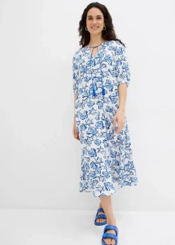 bonprix Bekleidung·Pullover & Strickjacken|Kleider^Weites Kleid aus Viskosecrincle weiß/blau