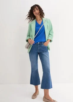 bonprix Bekleidung·Röcke|Basics^Weites Long-Shirt mit V-Ausschnitt, Kurzarm (5er Pack) hellkoralle + hummer + hellblau + azurblau + weiß
