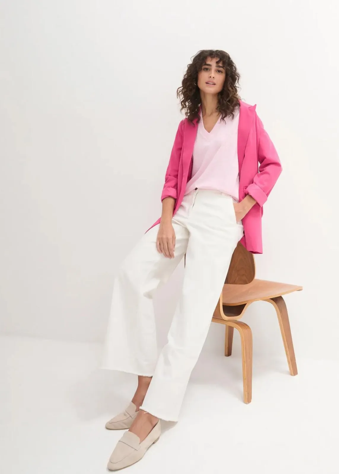 bonprix Shirts & Tops|Basics^Weites Long-Shirt mit V-Ausschnitt, Kurzarm (5er Pack) kristallrosa + pastellmint + mattaqua + rauchflieder + weiß