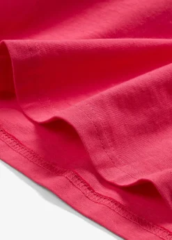 bonprix Shirts & Tops|Basics^Weites Long-Shirt mit V-Ausschnitt, Kurzarm (5er Pack) schwarz+ hibiskuspink + hellgrau meliert + weiß + dunkelblau