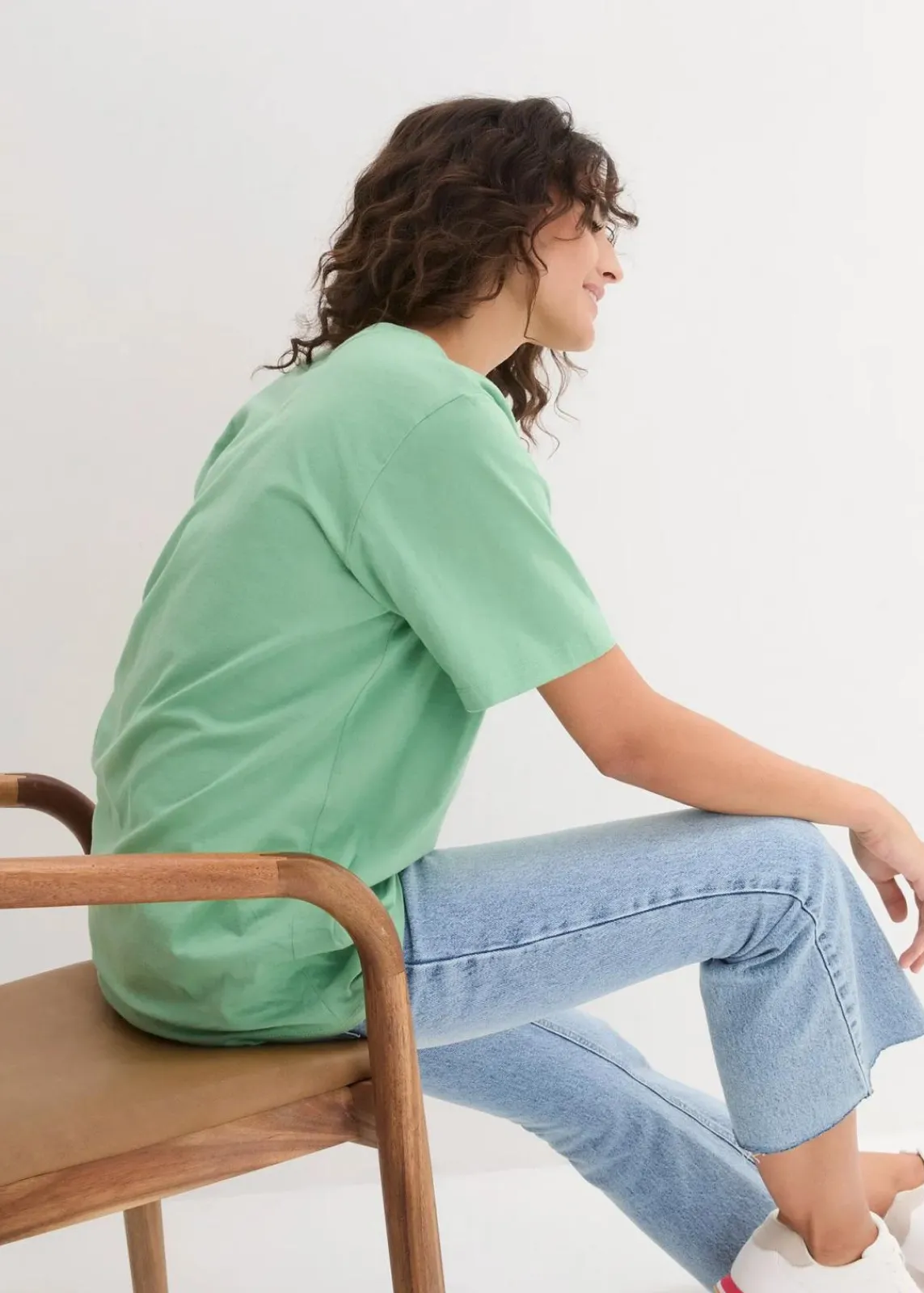bonprix Shirts & Tops|Basics^Weites Long-Shirt mit V-Ausschnitt, Kurzarm (5er Pack) softrosa + softflieder + mint + softlimette + dunkelblau