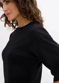 bonprix Bekleidung·Pullover & Strickjacken|Kleider^Weites T-Shirt Kleid schwarz