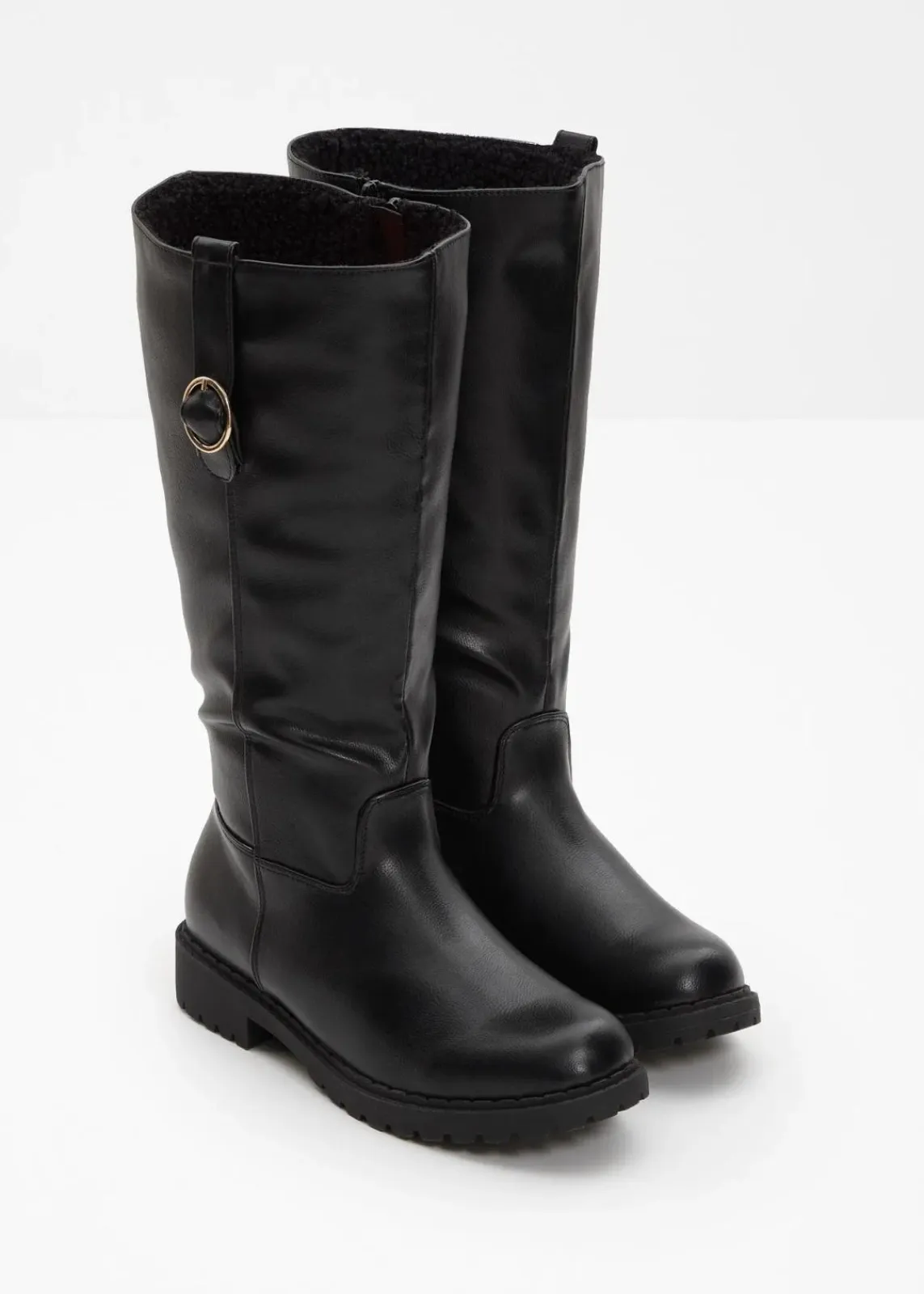 bonprix Gefütterte Winterschuhe|Stiefel^Weitschaftstiefel schwarz
