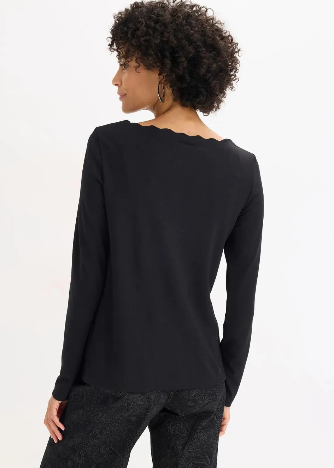 bonprix Shirts & Tops^Wellenkanten Shirt aus Punto di Roma schwarz