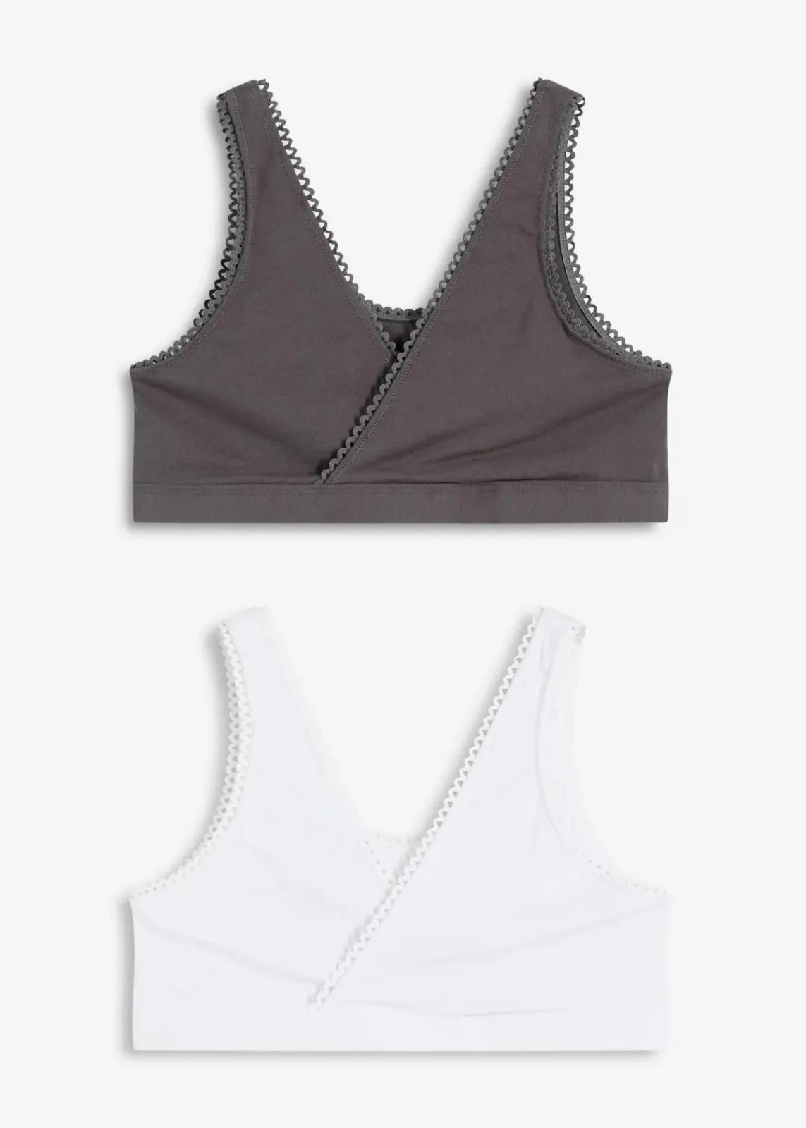 bonprix Nachhaltigere Materialien|Basics^Wende-Bustier mit softer Bio-Baumwolle (2er Pack) weiß + schiefergrau