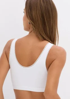 bonprix Nachhaltigere Materialien|Basics^Wende-Bustier mit softer Bio-Baumwolle (2er Pack) weiß + schiefergrau